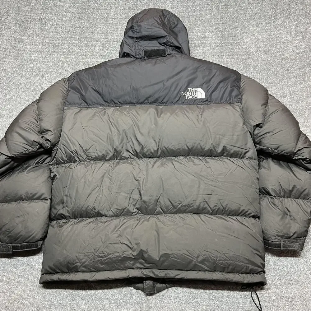 The North Face Jacket Mens 2XL Gray Down Puffer Hooded Full Zip Outdoor 700 A187
